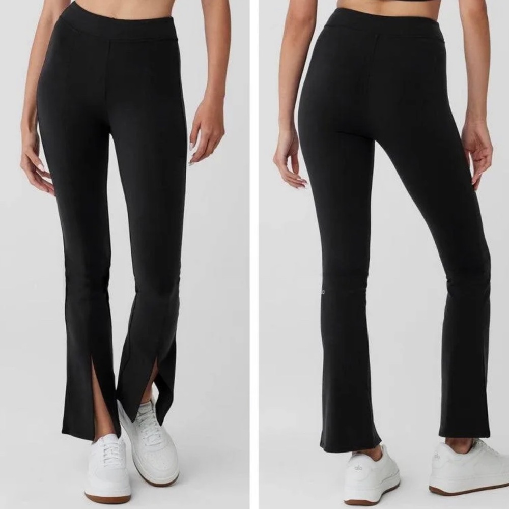 Black ALO front split leg pants size Small